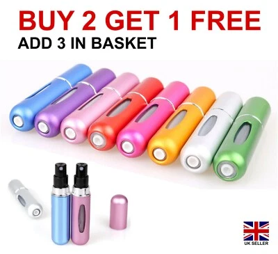 Perfume Atomiser Bottle 5ml Twist pocket Travel refillable Spray Fragrance UK