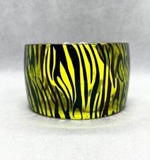 Plastic Translucent Zebra Printed Wide Cuff Bracelet