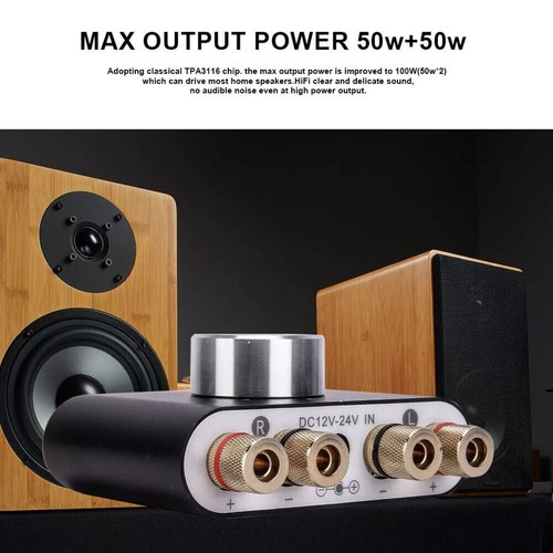 HiFi Stereo Audio 50W+50W Car Home Mini Bluetooth 5.0 Digital Power Amplifier - Picture 14 of 15