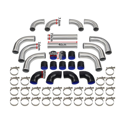 3" 3inch DIY Intercooler Tubing Piping Tube &Black Silicone Coupler & Clamp Kit - Picture 3 of 4