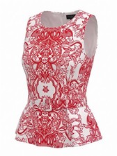 $179 Ted Baker Belted Peplum Top Cotton Poplin Ted/White Size 12