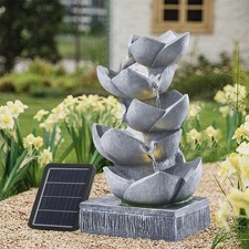 Water Fountain Feature Solar Powered Garden Ornament LED Outdoor Statue Lights