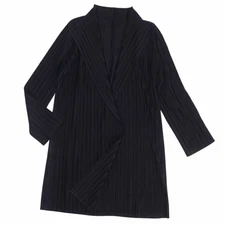 Pleats Please Issey Miyake Cardigan Long Sleeve Buttonless Pleated Used MOLO-0