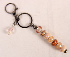 Hand Made Purse Charm Backpack Key Ring with Teardrop Crystal NEW