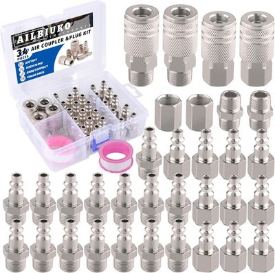 Air Coupler and Plug Kit,34 PCS 1/4'' Inch Body Size x 3/8'' NPT Thread Air Tool F