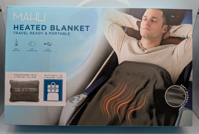 NEW Mahli Heated Blanket - Travel Ready & Portable - USB Powered - Travel Pillow