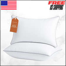 Firm Hotel Quality Bed Pillows For Side Back Stomach Sleepers Queen Size 2PK