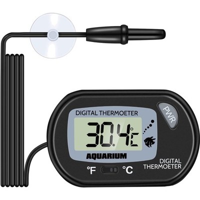 Digitales Aquarium Thermometer - LCD Anzeige, Saugnapf & Tauchsonde, für Aqua...