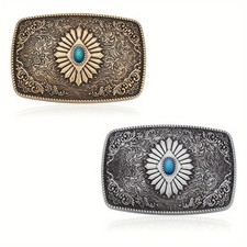 1set 2pcs 2 colors Western Alloy Belt Buckles Belt Fastener Rectangle