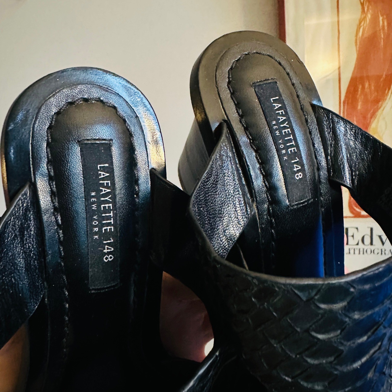 Lafayette 148 NY Cassidee Black Python Leather Sn… - image 6