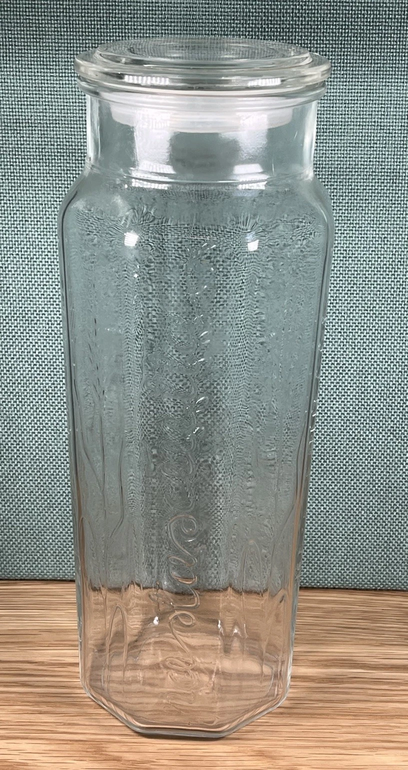 Octagonal 11 inch Clear Glass Pasta Storage Jar With Lid Spaghetti Tagliatelle