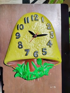 ’70アメリカンヴィンテージ きのこ型 マッシュルームウォールクロック イエロー Vintage Mushroom Clock | eBay
