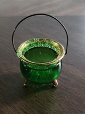 Antique EAPG Green Glass Kettle Souvenir Pine Point, MAINE