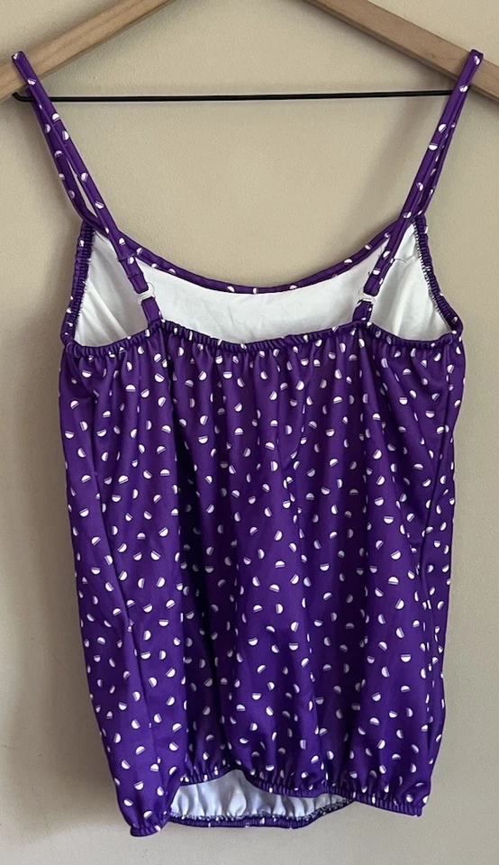 Blusa de natación vintage Tankini púrpura a lunares años 70 80 para mujer talla pequeña Foto 4 de 4