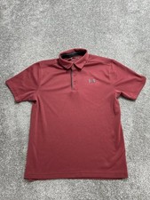 Under Armour Tech Polo Shirt Mens Medium Red Textured Loose Fit Moisture Wicking