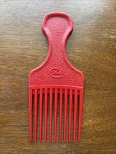 Vtg 80s 90s Red Goody Croc Snake Texture Plastic Hair Pick Comb Lift 6.5” USA