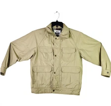 Woolrich Cargo Tan Utility Jacket Fishing Hiking Outdoor Coat USA Mens Size M
