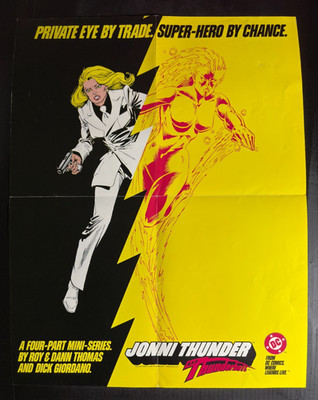 1984 THUNDERBOLT Jonni Thunder 16x21'' Promo Poster FVF 7.0 DC Comics