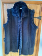 Cosy ELVI Black Faux Fur Long Gilet Size 20