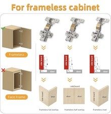 10 Pack 3D Half Overlay Soft Close Concealed Cabinet Hinge, Hidden Frameless