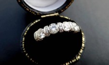 Pave Set Half Eternity Wedding Ring 14K White Gold Over 2.2 Ct Simulated Diamond