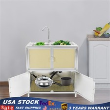Modern Kitchen Sink Freestanding Sink with Cabinet/Faucet for Home Kitchen New