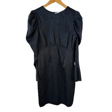 Chelsea28 New Back Cut Out Puff Sleeve Long Sleeve Mini Dress Black Size Small