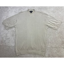 Baracuta Mens Tan Short Sleeve Knit Sweater XLT Silk Cotton Blend