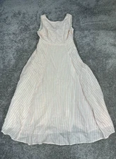 Vineyard Vines Dress Womens 6 Pink White Linen Midi Blouson