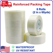 6 Pack Reinforced Packing Tape, 5.5Mil 2Inx 60Yds, Heavy Duty Fiber Strapping