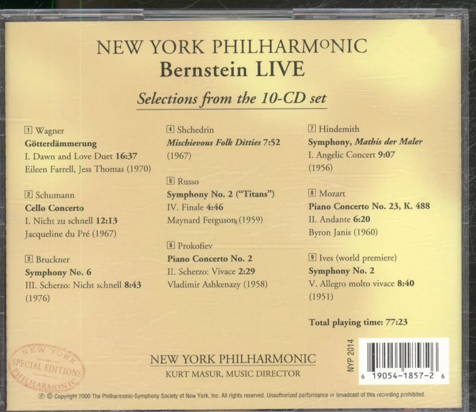 NYP2014 New York Philharmonic Orchestra Bernstein Live (Auswahl Aus Dem New) - Bild 2 von 3
