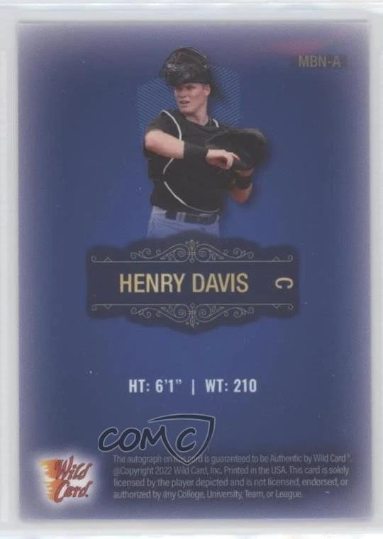 2022 Wild Card Matte SP Exclusive Baseball Auto Blue /3 Henry Davis - Image 2 of 2