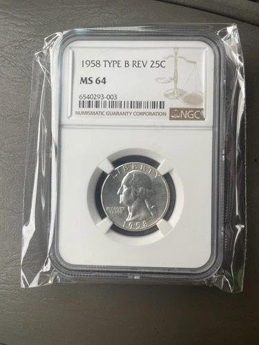 1958 Washington Quarter - Type B Reverse (*Certified MS64 by NGC*)