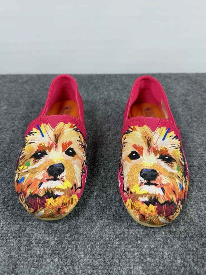 Zapatos sin cordones Skechers BOBS 32557 fucsia con estampado de perro para mujer talla 7,5 Foto 2 de 4