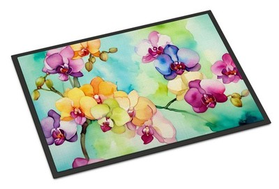 NEW Orchids in Watercolor Doormat Front Door Mat Indoor Outdoor Rugs for
