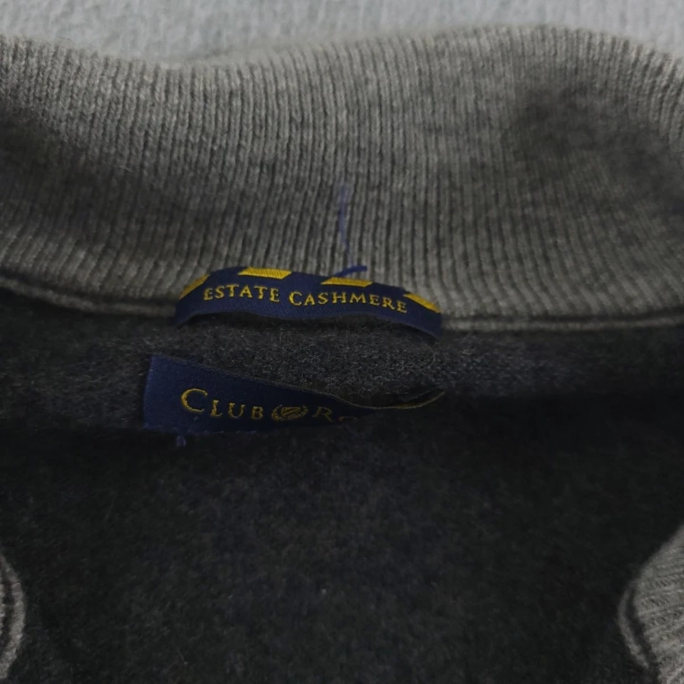 Club Room Sweater Mens Large Gray Cashmere Estate Half Zip Pullover Collar Soft - Image 4 of 4