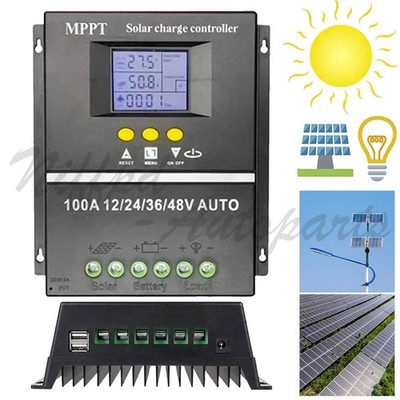 4000W MPPT Solar Charge Controller 100A/12V 24V 36V 48V USB Battery PV Regulator