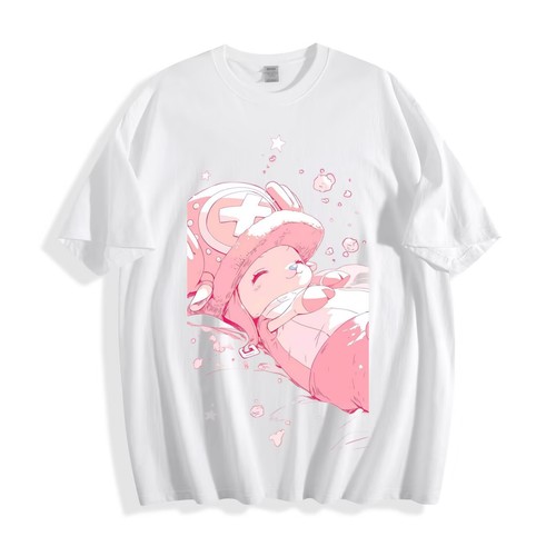 One Piece Chopper Pink Dreamy T-Shirt - Cute Anime Reindeer Design Unisex Tee - Picture 2 of 34