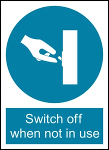 Switch Off When Not In Use Safety PPE Warning Self Adhesive Vinyl Sticker