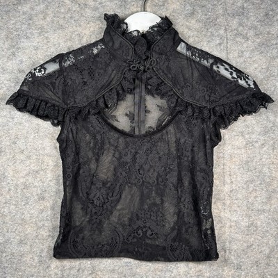 Womens Killstar Black Lace Grunge Gothic Style Top Size XS 13x17 