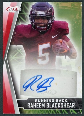 2022 SAGE - Raheem Blackshear - Red Auto #A-RB Virginia Tech Hokies