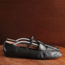 Madewell Flats WMS SZ 9.5 BLK The Greta Leather Ballet Slip On Shoes Minimalist