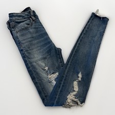 American Eagle Women  s Jeans Super Hi-Rise Jegging Crop Sz 00 Regular Distressed