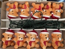 10-LIGHT TEDDY BEARS Vintage INCANDESCENT Christmas Novelty Set NEW 410L
