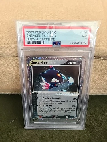 PSA 7 Pokemon 2003 EX Ruby & Sapphire Sneasel ex 103/109 NM