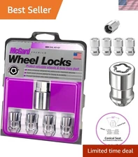 M12 x 1.5 Chrome Wheel Lock Set - 4 Locks & 1 Key, Enhanced Security Feature