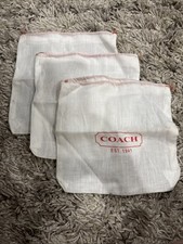 LOT OF 3 Vintage Coach Small Fabric Off White Drawstring Storage Dust Bag 7  New