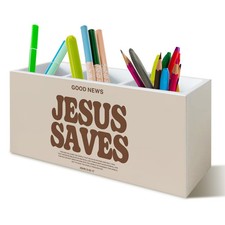 Christian Pen Holder Decor for Desk, Jesus Christian Religious Gifts for Men,...