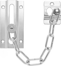 Stainless Steel Door Chain Lock Sturdy Anti Theft Security Guard Latch Silver