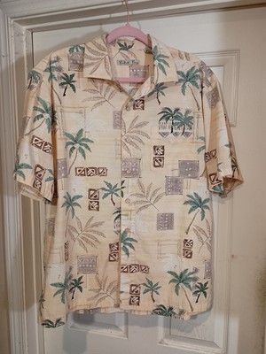 BATIK BAY Men's Short Sleeve Yellow Hawaiian Shirt - Size L